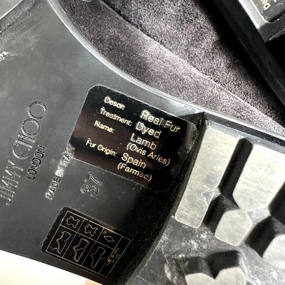 Jimmy Choo Deanna Shearling Lined Black Suede Crystal Loafers Slip On 37 - Picture 6 of 9